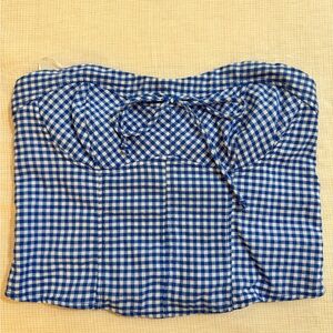 Iris Blue and White Checkered Top